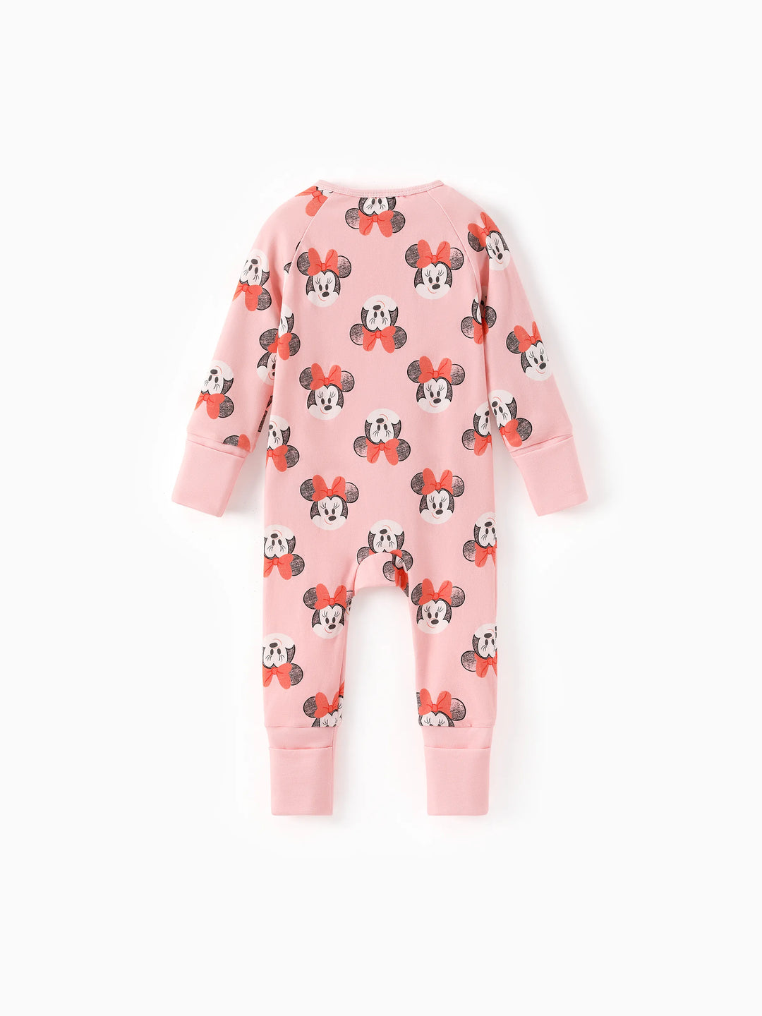 Disney Mickey and Friends Baby Girl Minnie Organic Cotton Ribbed Cuffs Jumpsuit Pink
