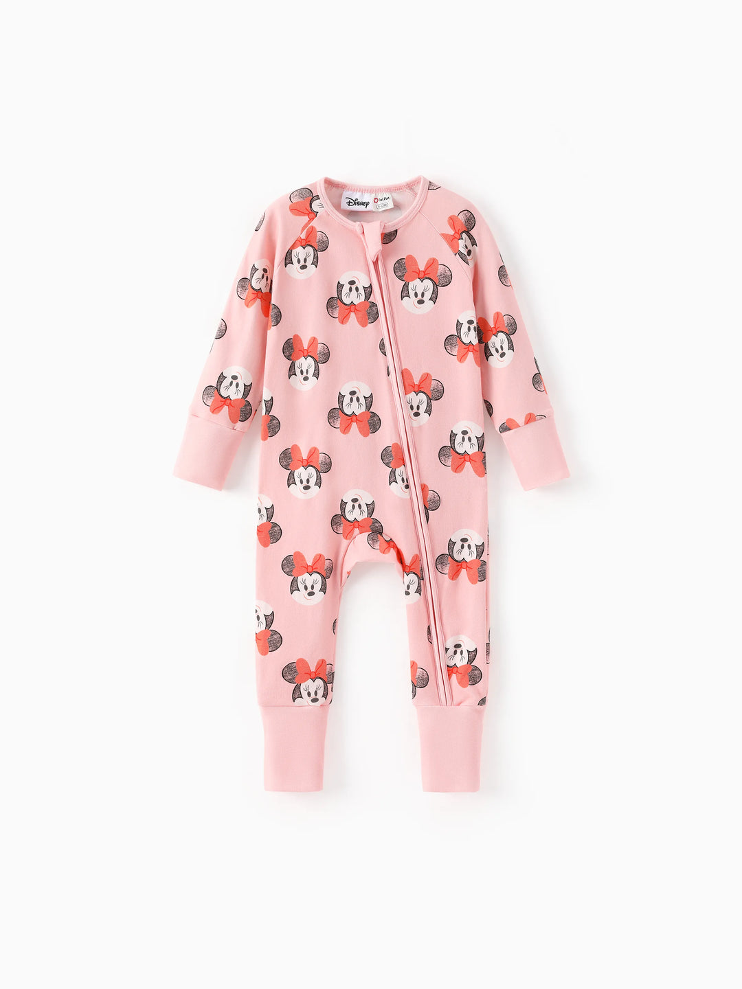 Disney Mickey and Friends Baby Girl Minnie Organic Cotton Ribbed Cuffs Jumpsuit Pink