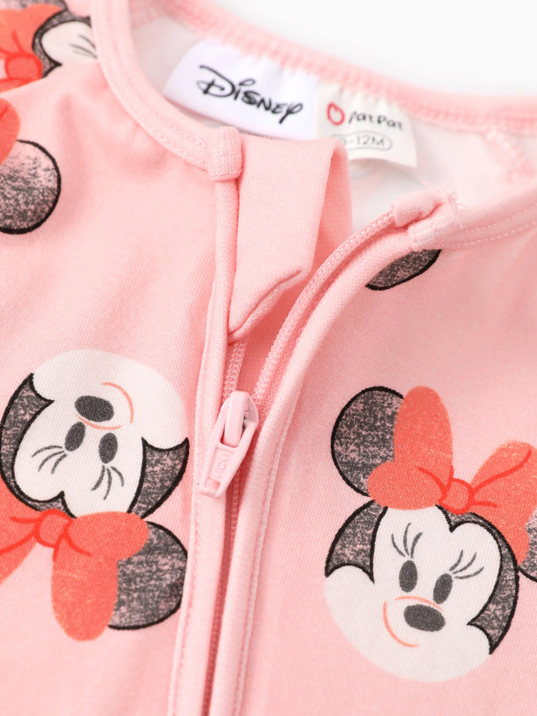 Disney Mickey and Friends Baby Girl Minnie Organic Cotton Ribbed Cuffs Jumpsuit Pink