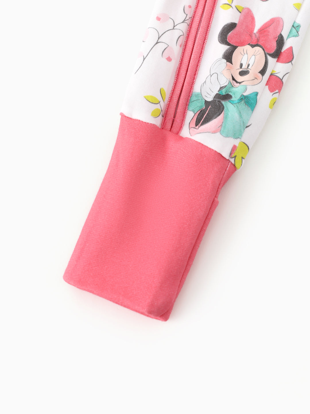 Disney Mickey and Friends Baby Girl Minnie Organic Cotton Colorblock Ribbed Cuffs Jumpsuit Pink Pink