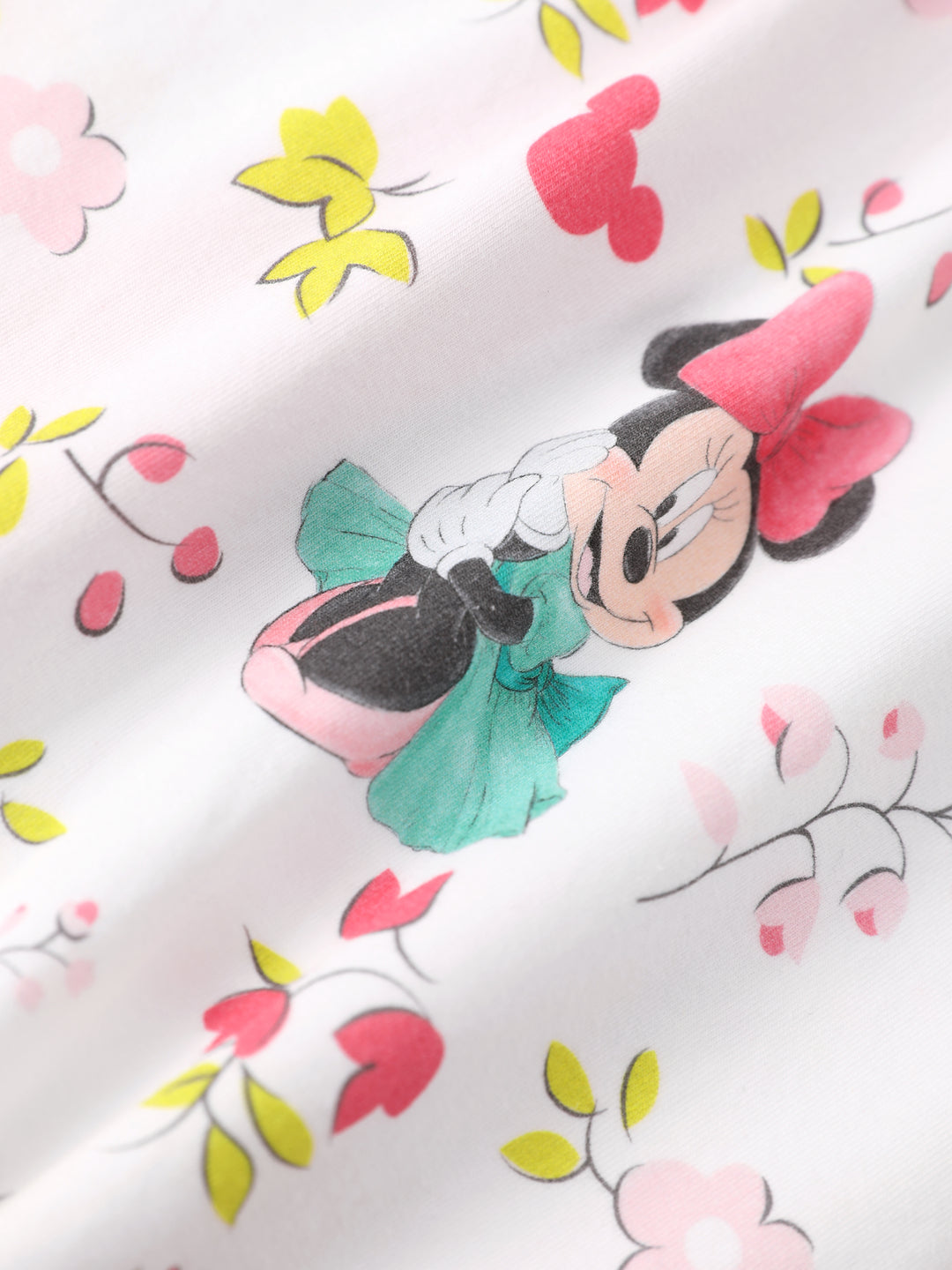 Disney Mickey and Friends Baby Girl Minnie Organic Cotton Colorblock Ribbed Cuffs Jumpsuit Pink Pink