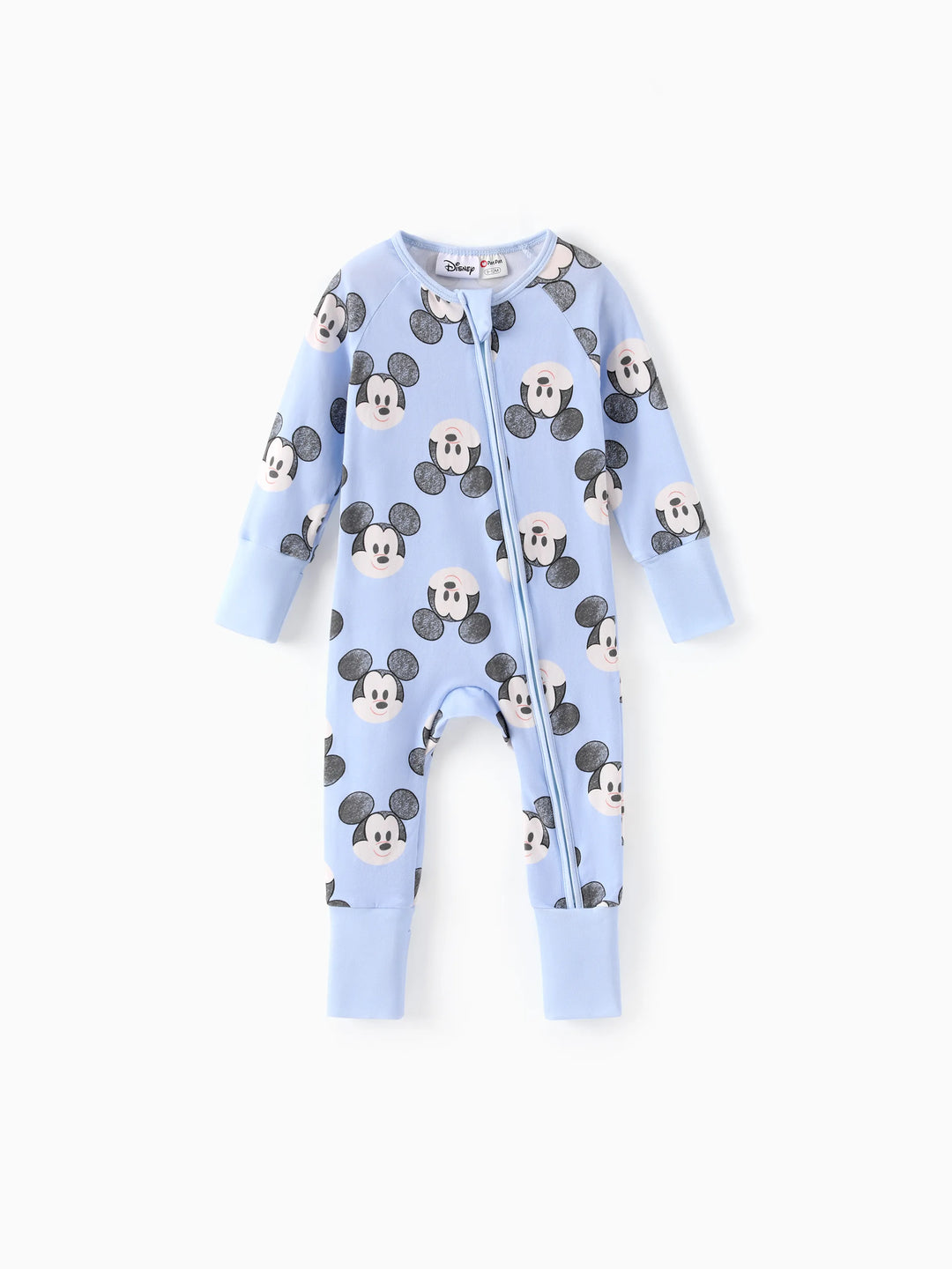 Disney Mickey and Friends Baby Boy Mickey Organic Cotton Ribbed Cuffs Jumpsuit Blue