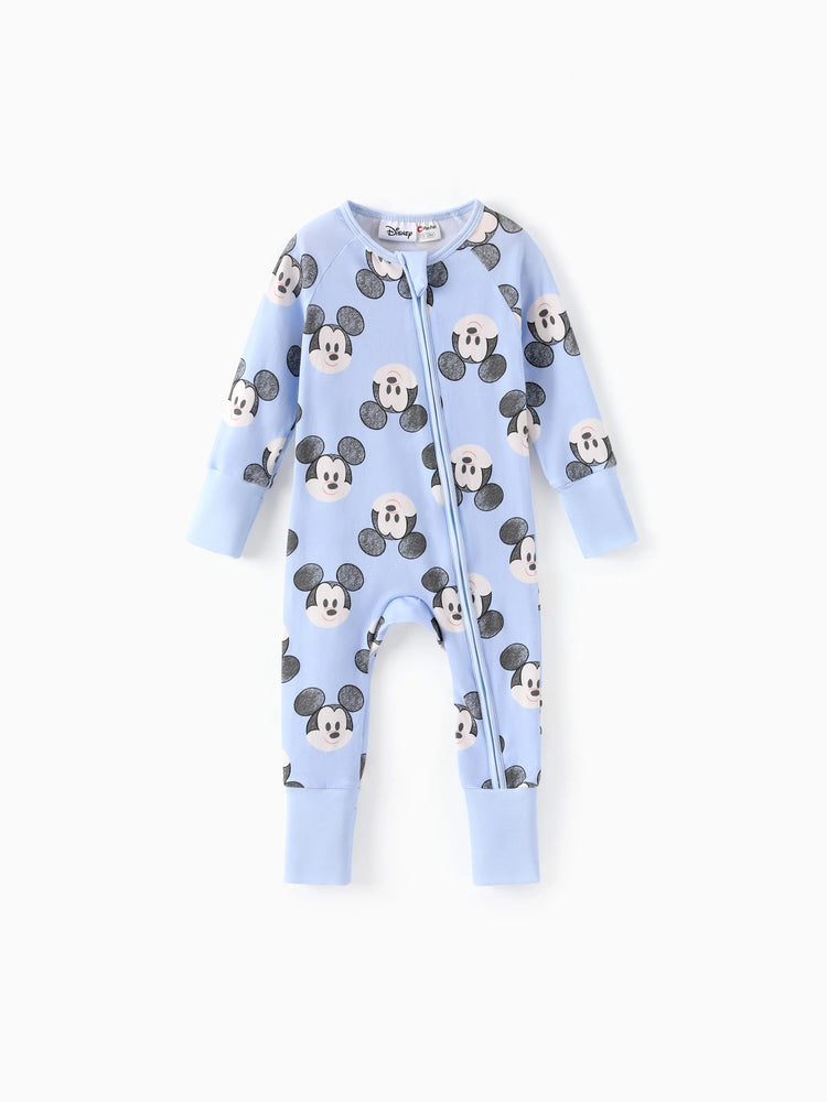 Disney Mickey and Friends Baby Unisex Mickey Gerippte Bündchen Langarm-Overall Blau