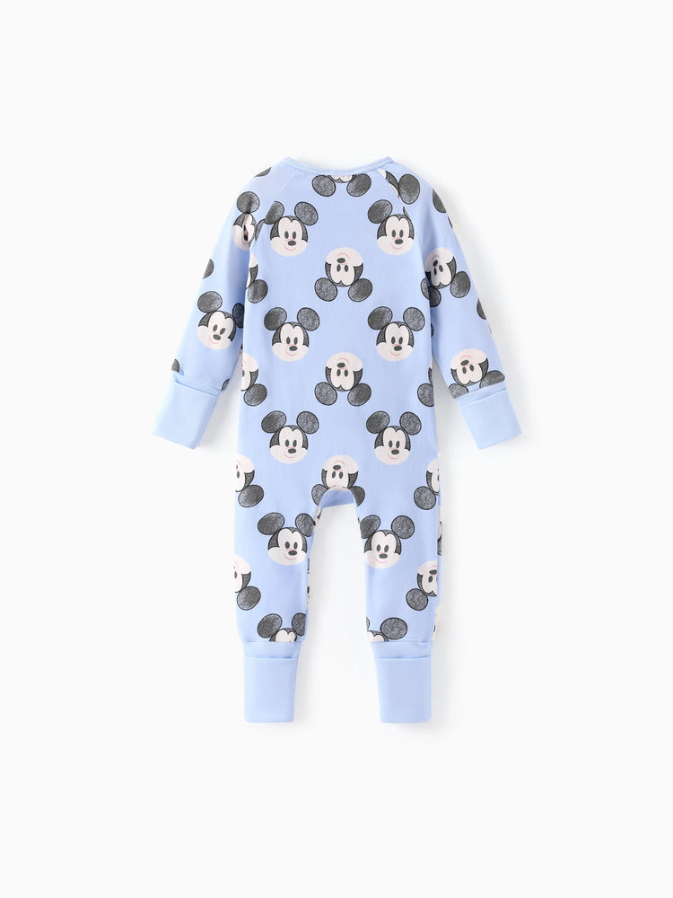 Disney Mickey and Friends Baby Boy Mickey Organic Cotton Ribbed Cuffs Jumpsuit Blue
