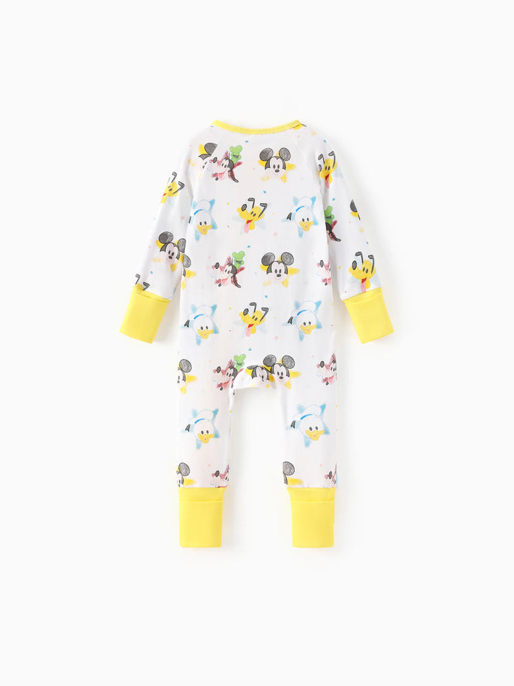 Mono de algodón orgánico con puños acanalados de Disney Mickey y sus amigos para bebé niño/niña, color blanco