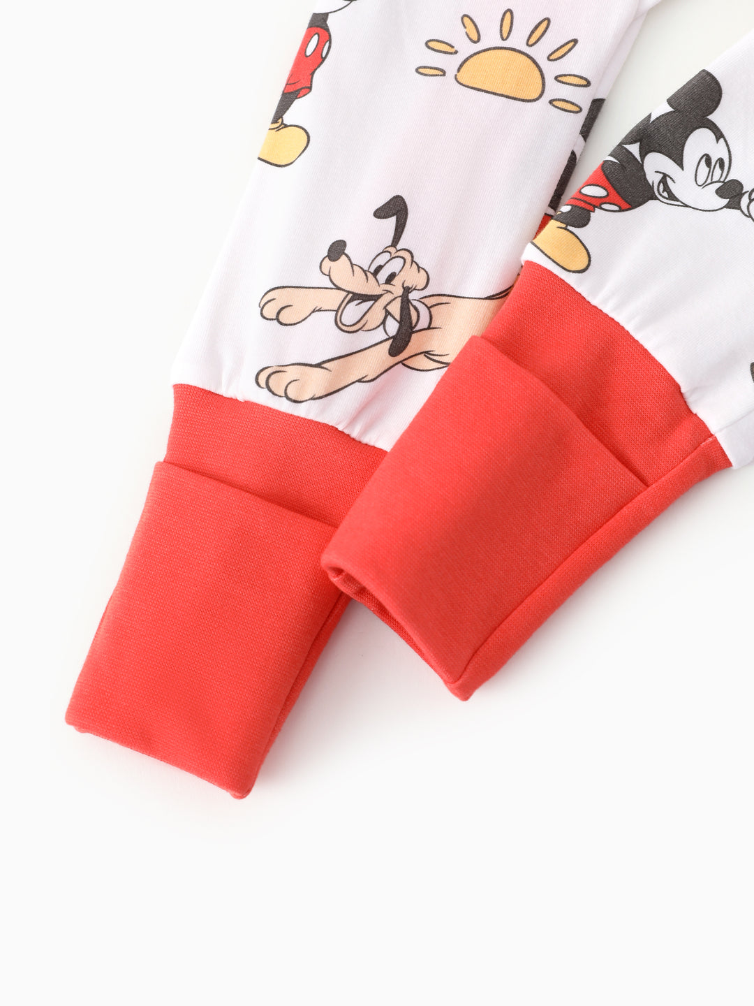 Disney Mickey and Friends Baby Boy Organic Cotton Colorblock Ribbed Cuffs Jumpsuit Pink Red