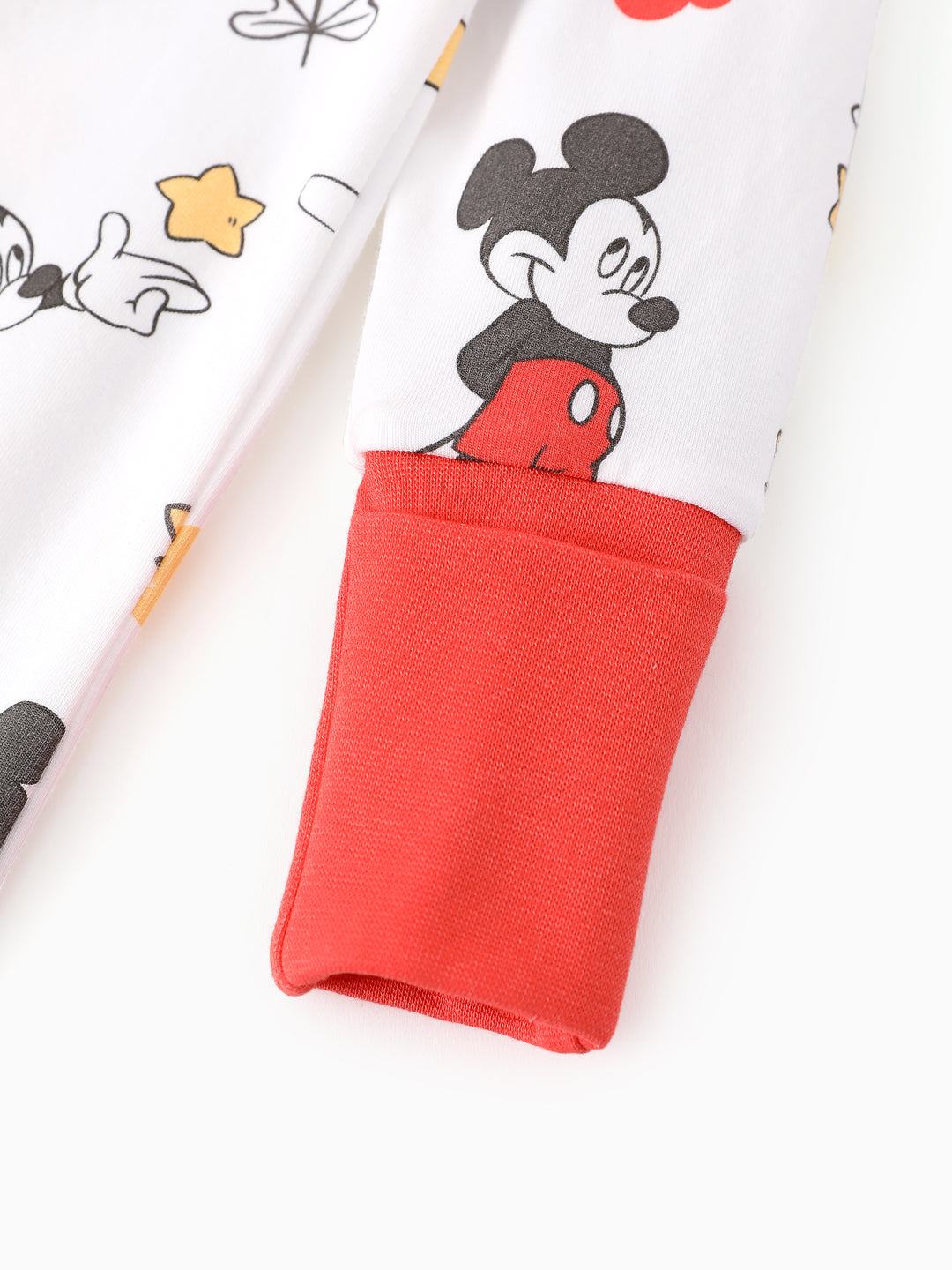 Disney Mickey and Friends Baby Boy Organic Cotton Colorblock Ribbed Cuffs Jumpsuit Pink Red