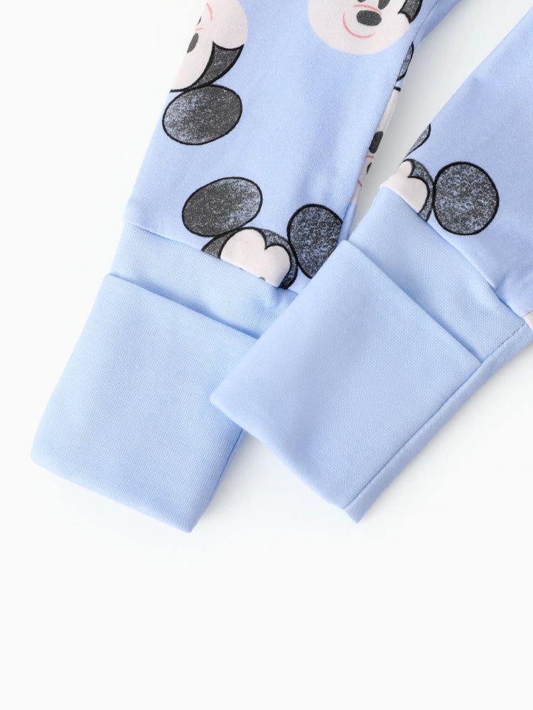 Disney Mickey and Friends Baby Boy Mickey Organic Cotton Ribbed Cuffs Jumpsuit Blue