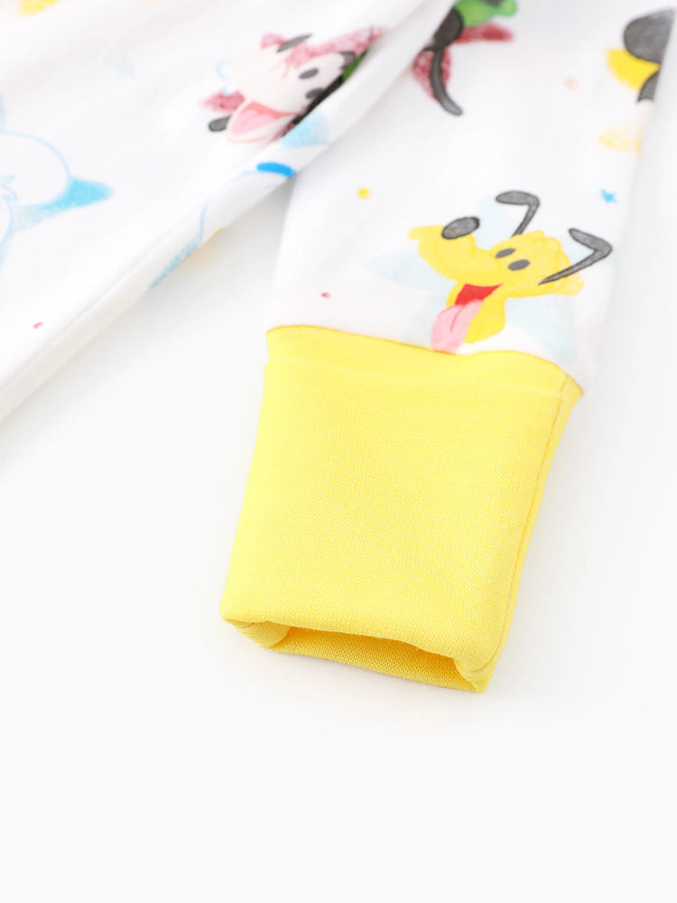 Mono de algodón orgánico con puños acanalados de Disney Mickey y sus amigos para bebé niño/niña, color blanco