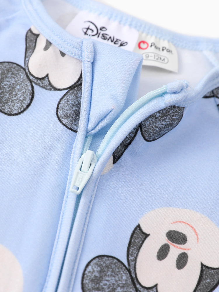 Disney Mickey and Friends Baby Boy Mickey Organic Cotton Ribbed Cuffs Jumpsuit Blue