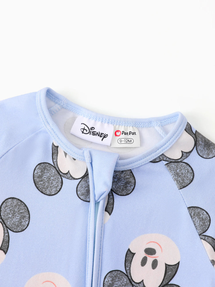 Disney Mickey and Friends Baby Boy Mickey Organic Cotton Ribbed Cuffs Jumpsuit Blue