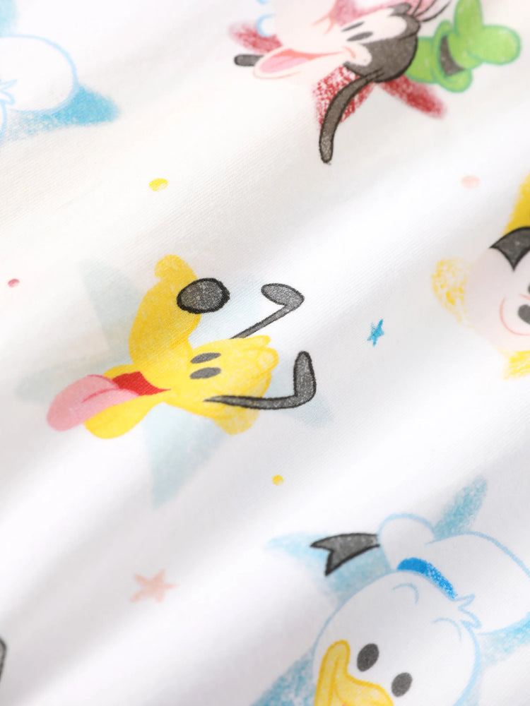 Mono de algodón orgánico con puños acanalados de Disney Mickey y sus amigos para bebé niño/niña, color blanco