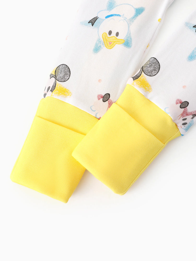 Mono de algodón orgánico con puños acanalados de Disney Mickey y sus amigos para bebé niño/niña, color blanco