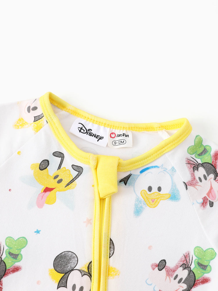 Mono de algodón orgánico con puños acanalados de Disney Mickey y sus amigos para bebé niño/niña, color blanco