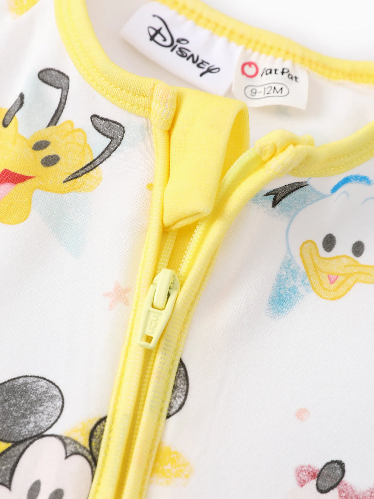 Mono de algodón orgánico con puños acanalados de Disney Mickey y sus amigos para bebé niño/niña, color blanco