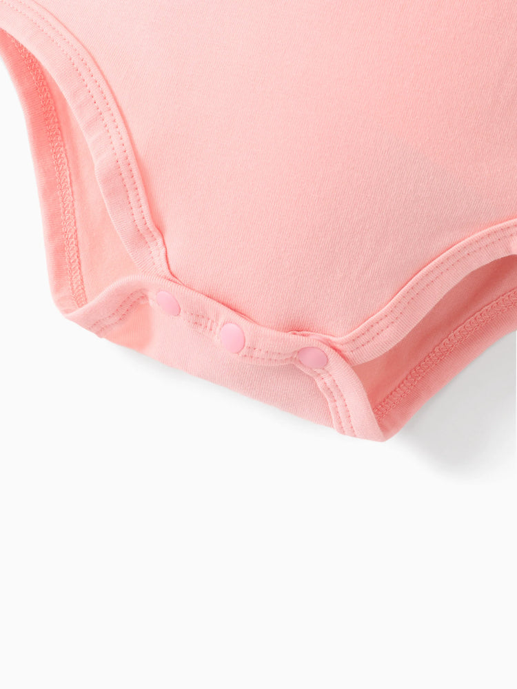 Barbie Baby Girl 2pcs Cotton Flutter Sleeve Romper and Printed Pants Sets Light Pink