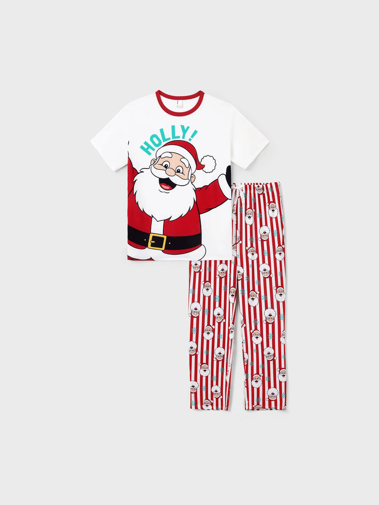 Ensemble pyjama de Noël assorti pour toute la famille, motif Père Noël et flocons de neige, rayures rouges