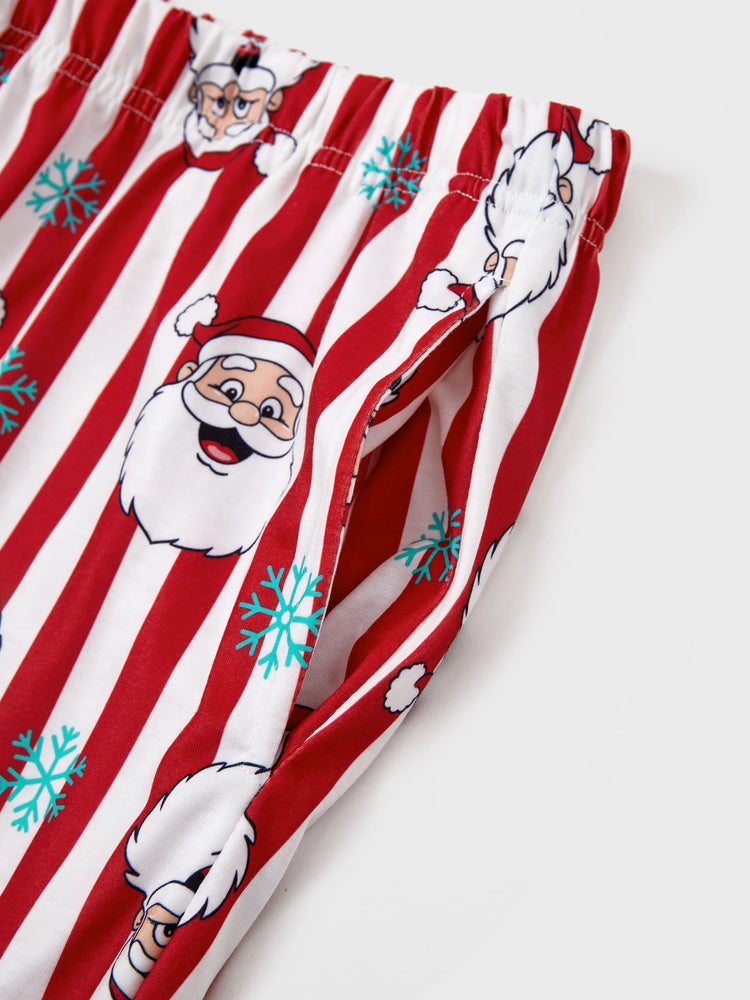 Ensemble pyjama de Noël assorti pour toute la famille, motif Père Noël et flocons de neige, rayures rouges