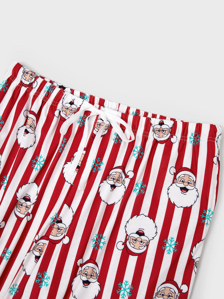 Ensemble pyjama de Noël assorti pour toute la famille, motif Père Noël et flocons de neige, rayures rouges