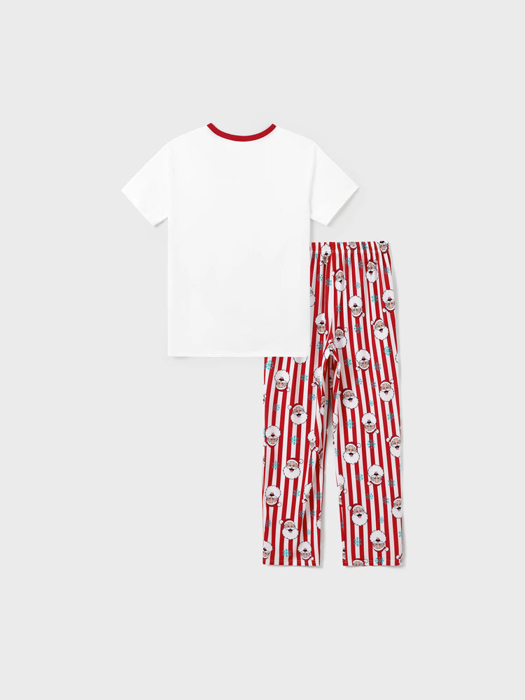 Ensemble pyjama de Noël assorti pour toute la famille, motif Père Noël et flocons de neige, rayures rouges
