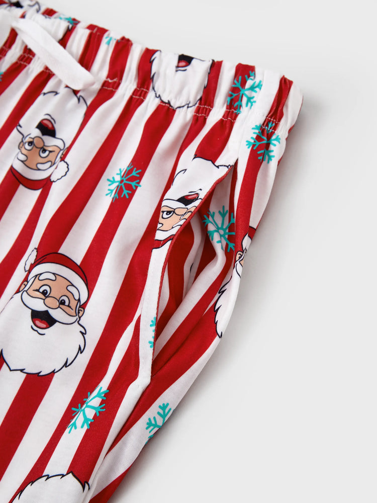 Ensemble pyjama de Noël assorti pour toute la famille, motif Père Noël et flocons de neige, rayures rouges