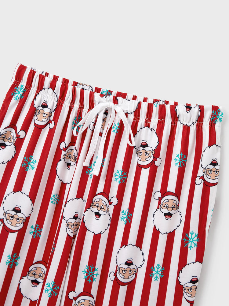 Ensemble pyjama de Noël assorti pour toute la famille, motif Père Noël et flocons de neige, rayures rouges