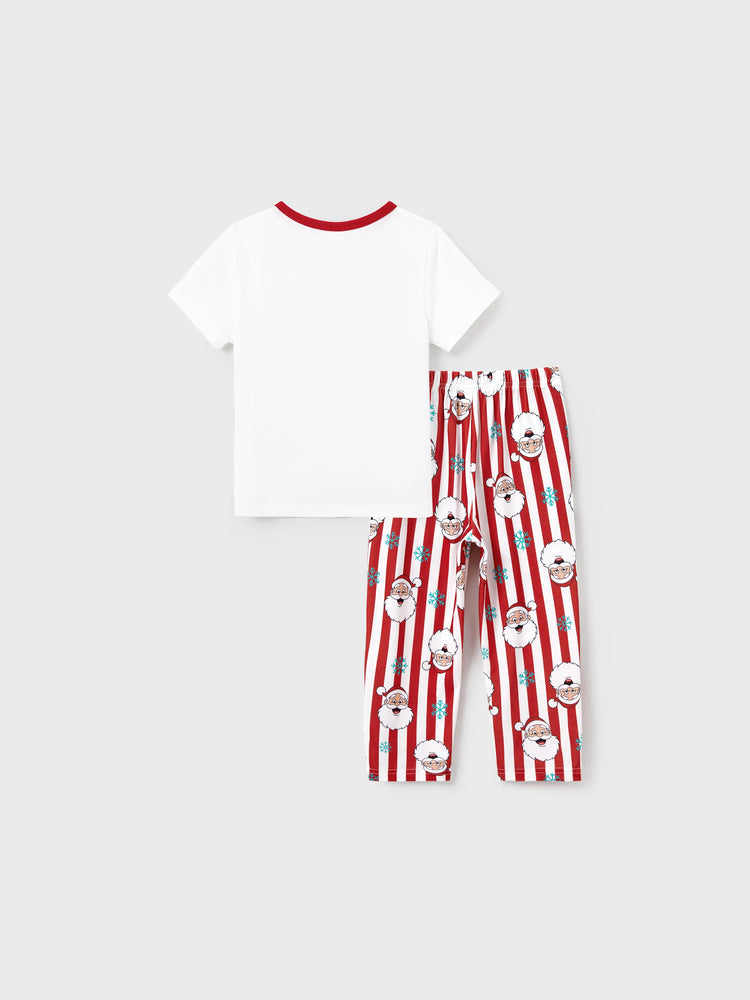 Ensemble pyjama de Noël assorti pour toute la famille, motif Père Noël et flocons de neige, rayures rouges