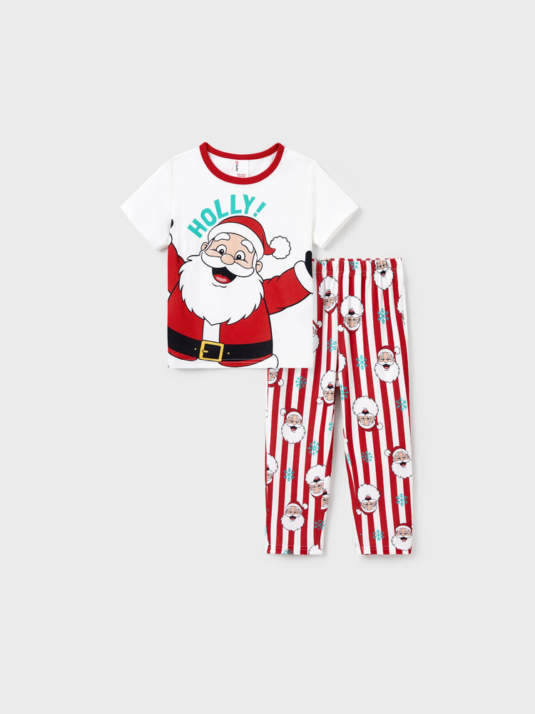 Ensemble pyjama de Noël assorti pour toute la famille, motif Père Noël et flocons de neige, rayures rouges