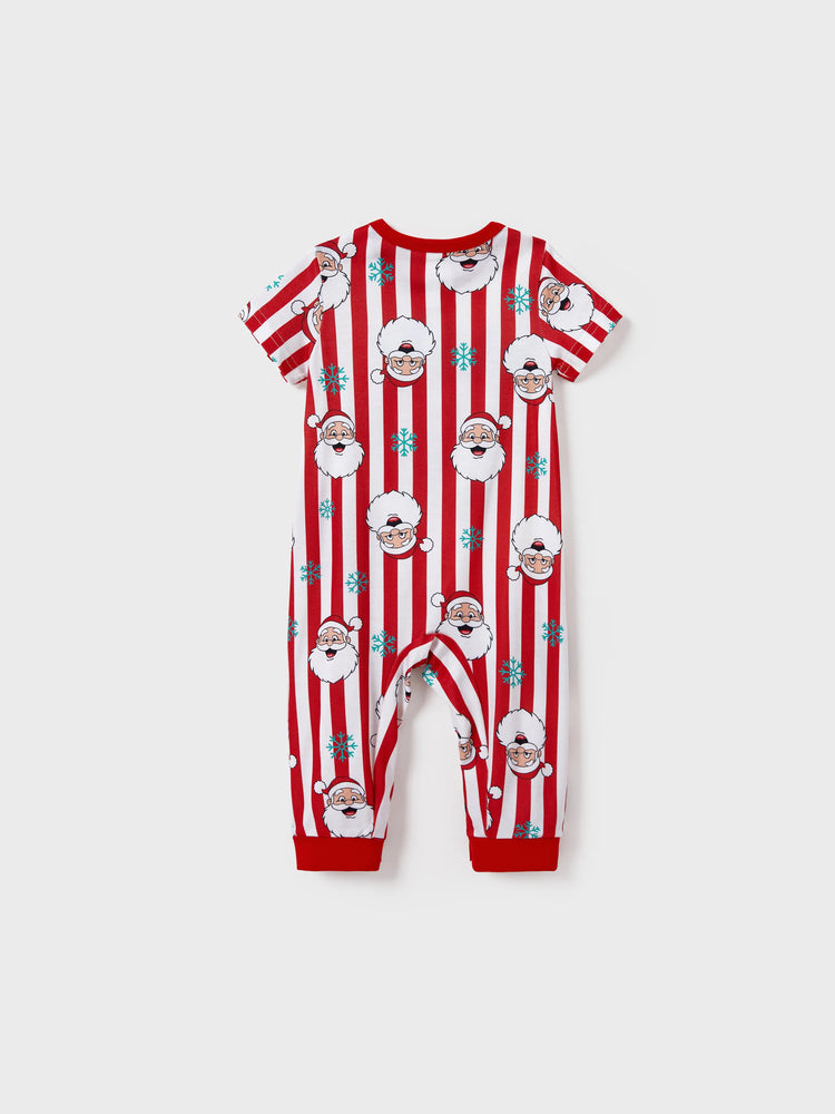 Ensemble pyjama de Noël assorti pour toute la famille, motif Père Noël et flocons de neige, rayures rouges