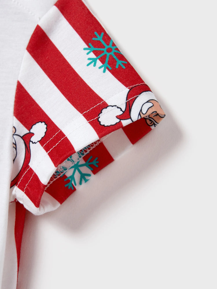 Ensemble pyjama de Noël assorti pour toute la famille, motif Père Noël et flocons de neige, rayures rouges