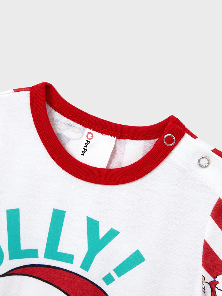 Ensemble pyjama de Noël assorti pour toute la famille, motif Père Noël et flocons de neige, rayures rouges