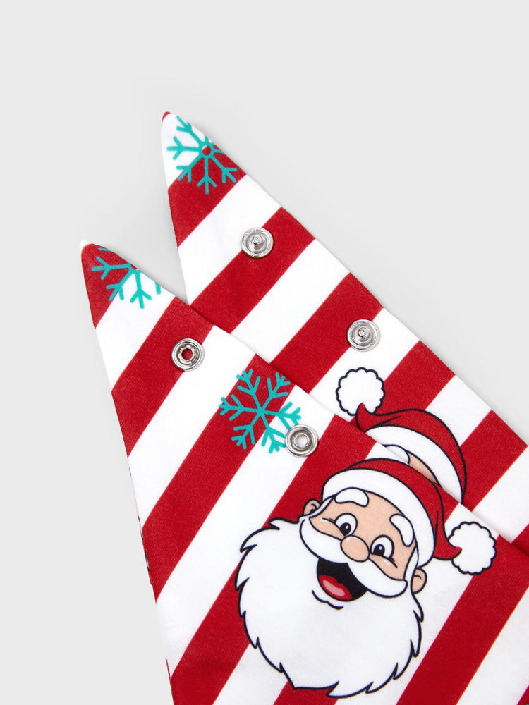 Ensemble pyjama de Noël assorti pour toute la famille, motif Père Noël et flocons de neige, rayures rouges