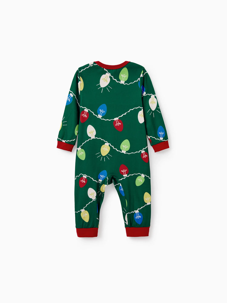 Ensemble pyjama de Noël assorti pour toute la famille, imprimé renne vert et chaussettes de Noël vertes