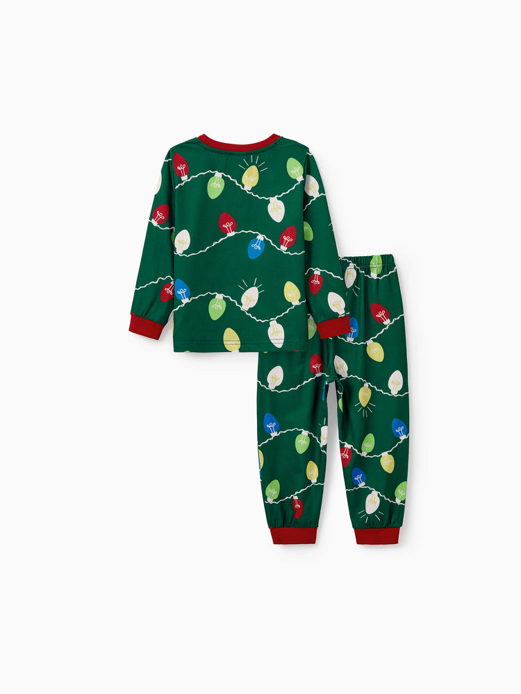Ensemble pyjama de Noël assorti pour toute la famille, imprimé renne vert et chaussettes de Noël vertes
