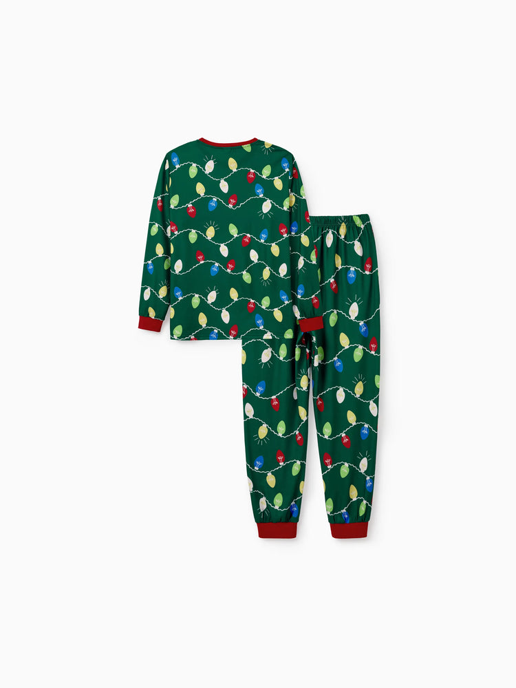 Ensemble pyjama de Noël assorti pour toute la famille, imprimé renne vert et chaussettes de Noël vertes