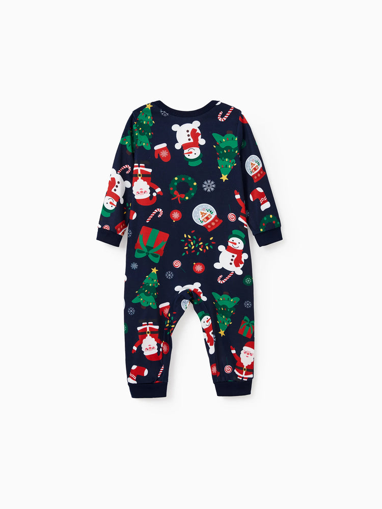 Ensemble pyjama de Noël assorti pour toute la famille, Père Noël phosphorescent, bleu foncé, avec chaussettes de Noël bleu foncé