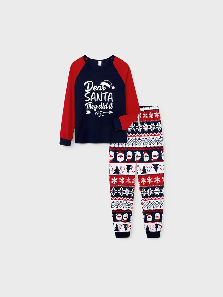 Weihnachten Passender Familienpyjama Set Glow In The Dark Santa Claus Print PJS mit Weihnachtssocken tiefblau