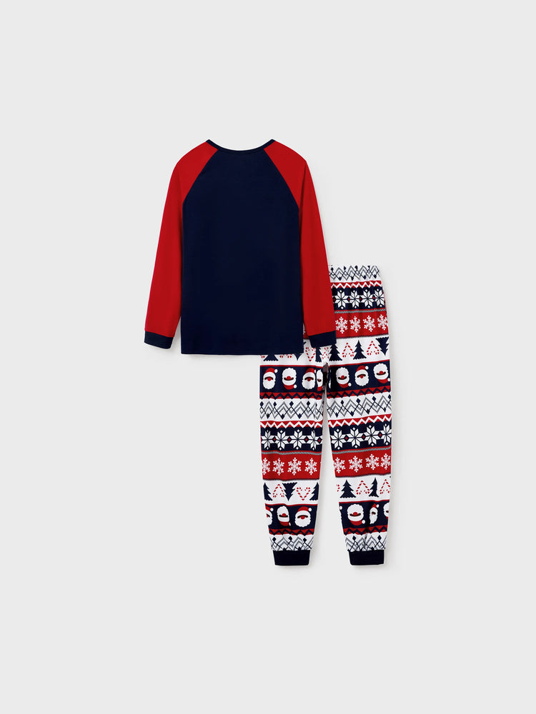 Weihnachten Passender Familienpyjama Set Glow In The Dark Santa Claus Print PJS mit Weihnachtssocken tiefblau