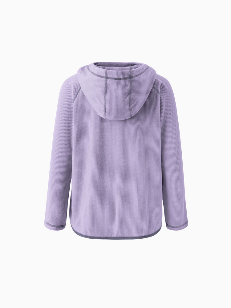 Haut de sport à capuche et manches longues pour enfant avec poches avant – Léger, respirant et à séchage rapide, violet clair
