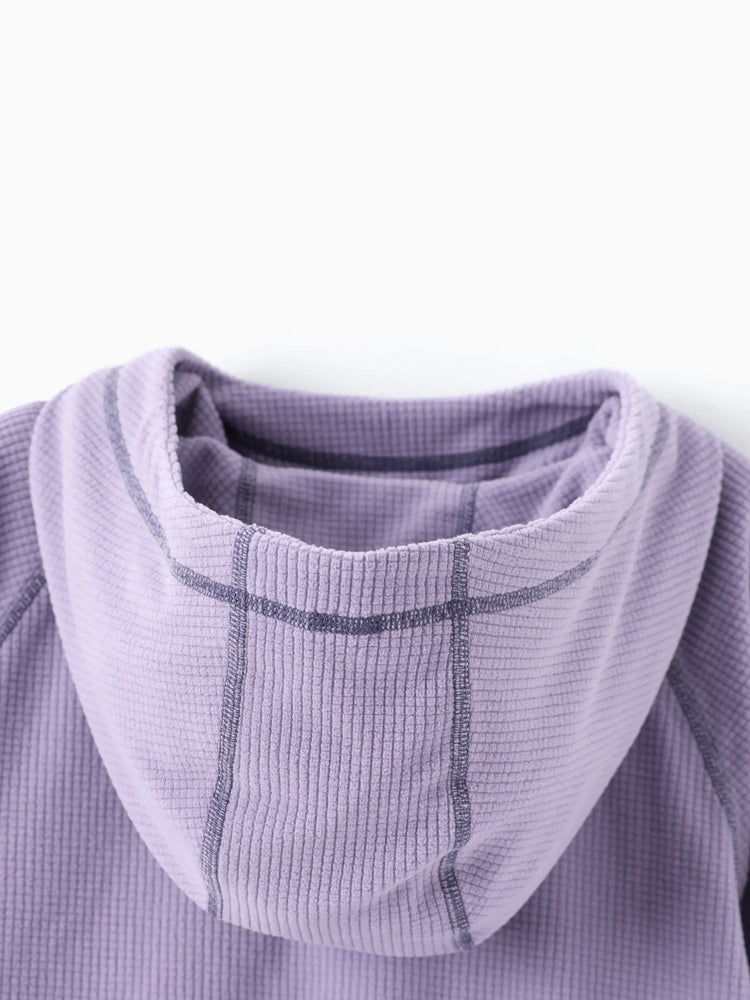 Haut de sport à capuche et manches longues pour enfant avec poches avant – Léger, respirant et à séchage rapide, violet clair