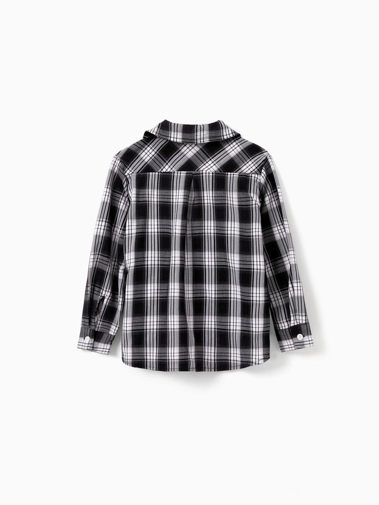 Ensembles familiaux assortis Sweat-shirt à manches longues à carreaux noir et blanc ou robe ceinturée à manches courtes en velours bordeaux