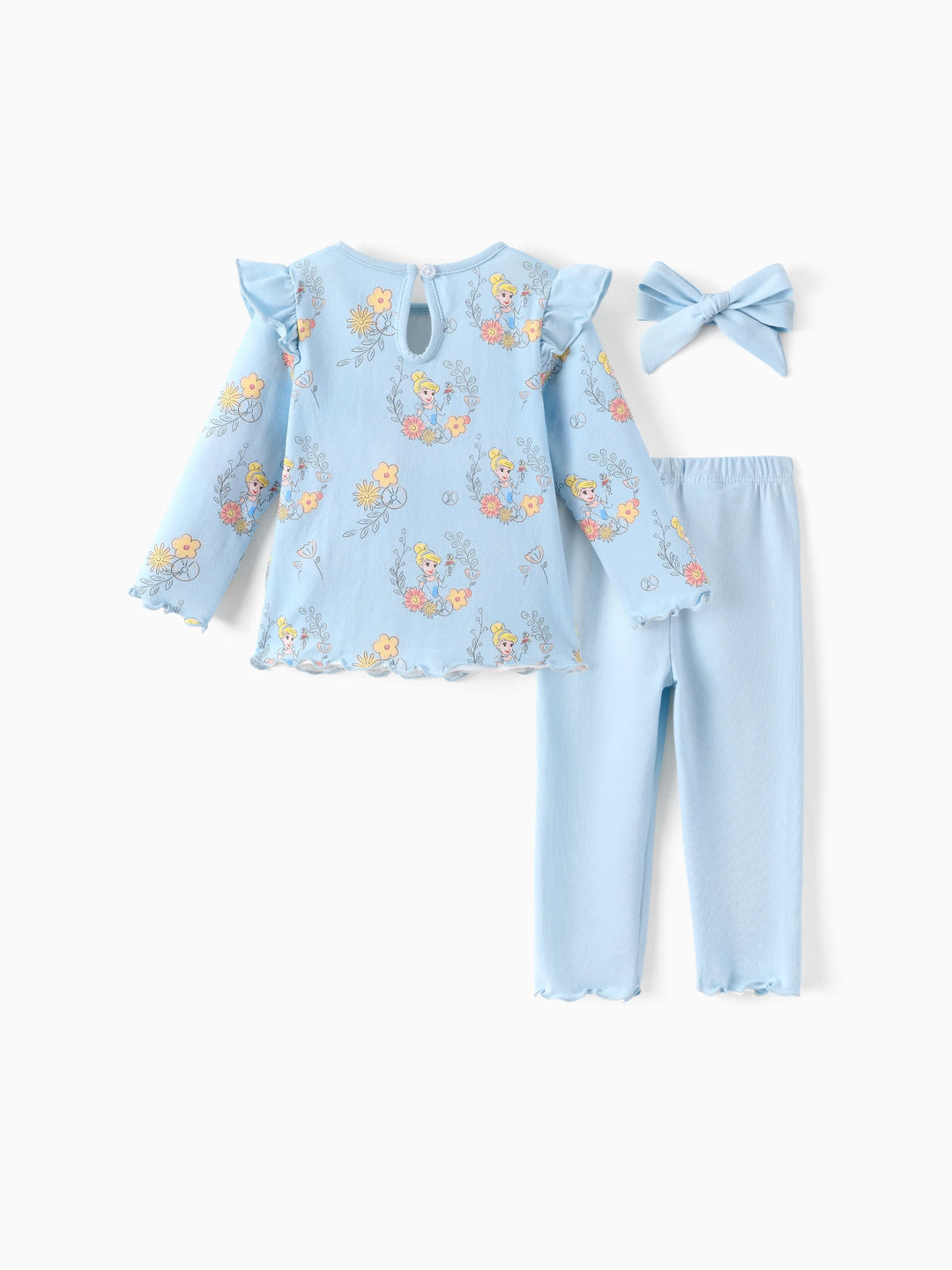 Disney Princess Baby Mädchen 3-teiliges Cinderella Rüschen-Oberteil mit Flutterärmeln und Leggings Set Blau  hellblau