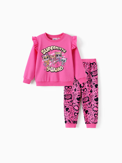 Disney Mickey and Friends Toddler Girl 2pcs Superkittie Squad Flutter Long-sleeve T-shirt with Leggings Set Pink Pink