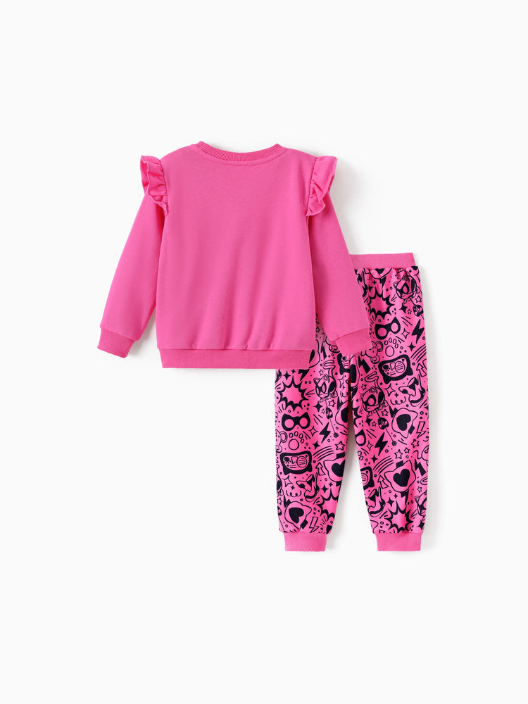Disney Mickey and Friends Toddler Girl 2pcs Superkittie Squad Flutter Long-sleeve T-shirt with Leggings Set Pink Pink