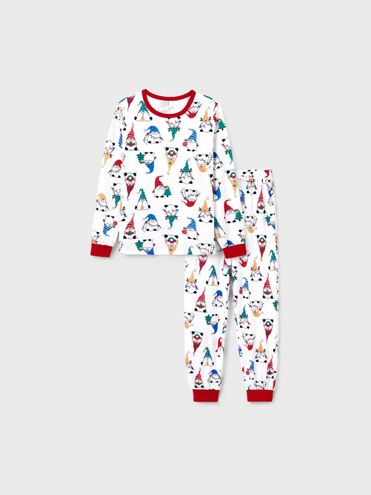 Christmas Matching Family Pajamas Set Christmas Gnome Print PJS with Christmas Socks Red