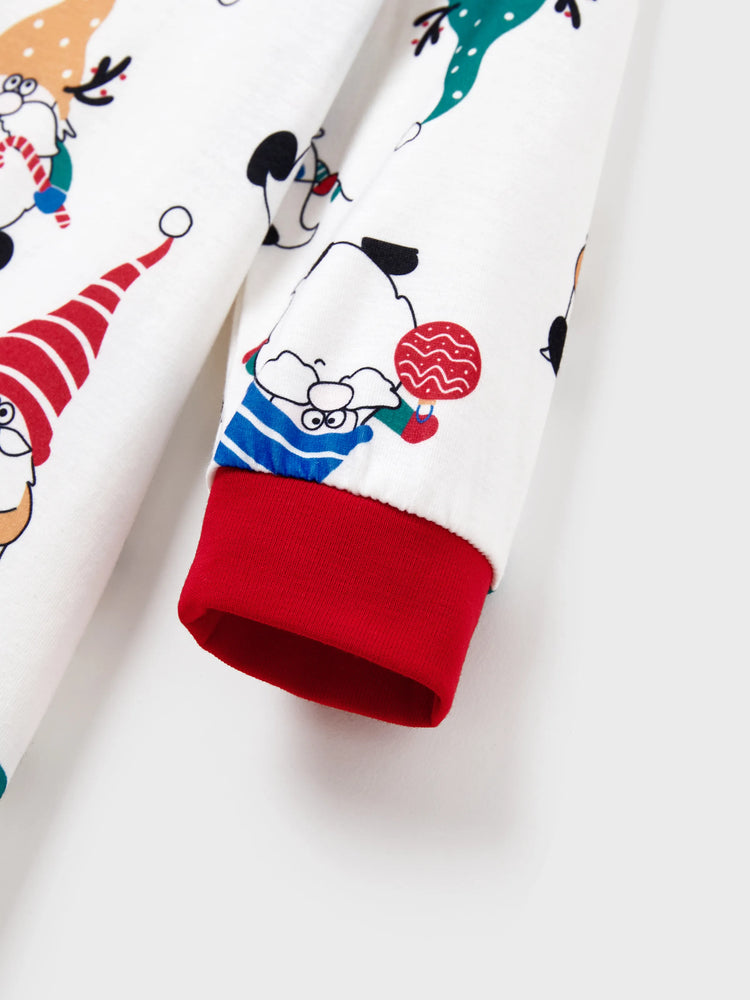 Christmas Matching Family Pajamas Set Christmas Gnome Print PJS with Christmas Socks Red