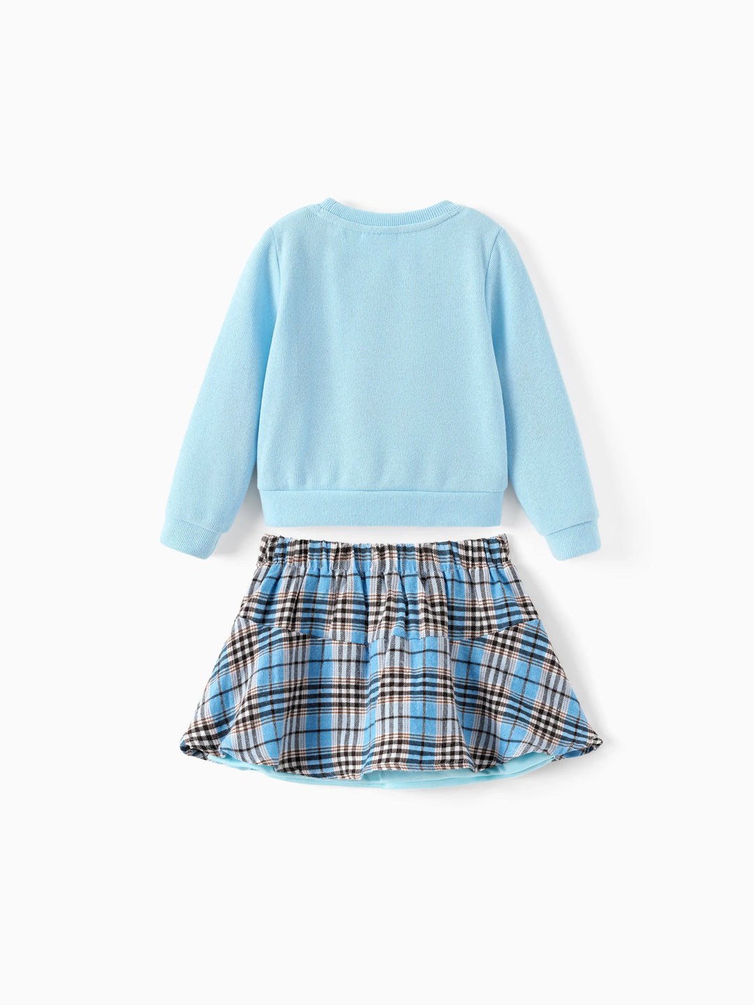 Ensemble 2 pièces Disney Stitch pour petite fille : jupe boutonnée en maille bleue