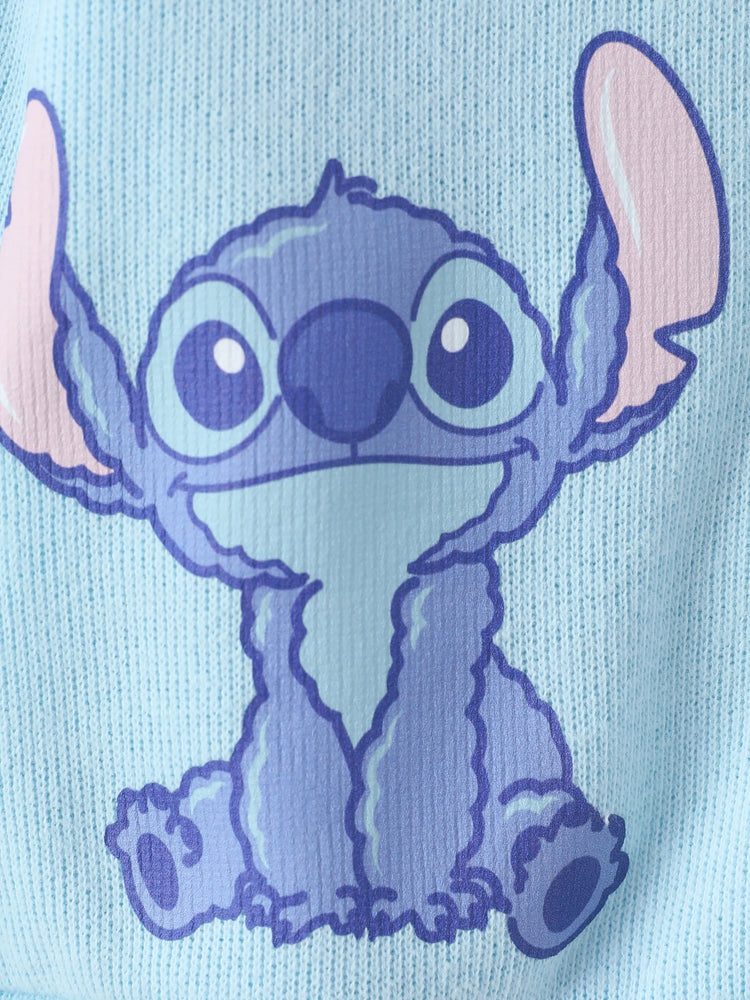 Disney Stitch Toddler/Kids Girl 2pcs Stitch Knitted Button-up Front Skirt Set Blue