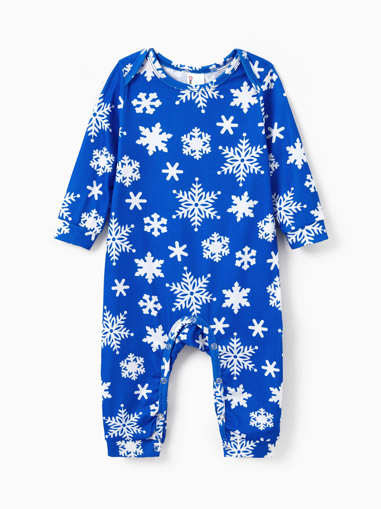 Christmas Matching Family Pajamas Set Snowflake Print Blue PJS with Christmas Socks Blue
