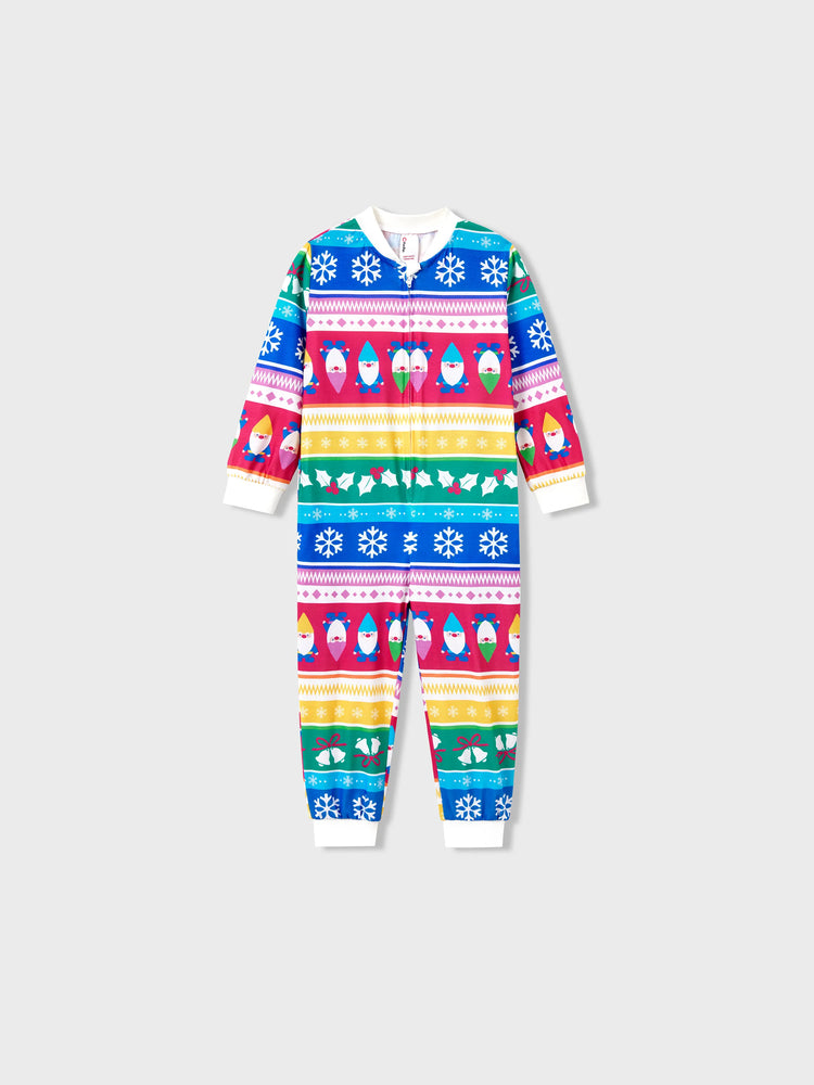 Ensemble pyjama de Noël assorti pour toute la famille, pyjama rayé avec motif gnome de Noël et chaussettes de Noël multicolores
